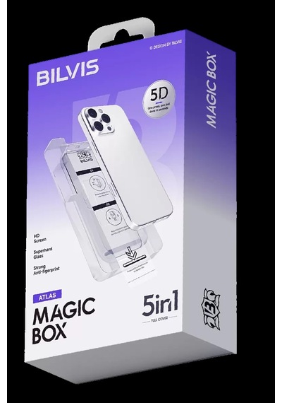 Apple İphone 14 Pro Max Bilvis 5in1 3d Magic Cam Ekran Koruyucu - Siyah