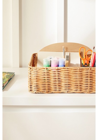 Ocean Home Textile Çocuk Odası Yıkanabilir Bej Pp Rattan Sepet 33 X 23 X 11 Cm