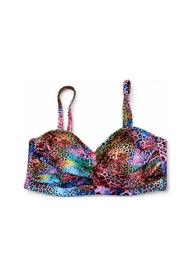 Büyük Beden Straplez Ayarlanabilir İnce Askılı Desenli Kadın Bikini Üst Çok Renkli