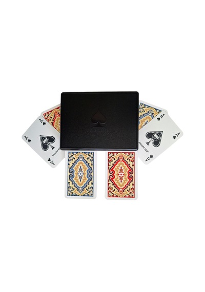 Angora Kem Kutulu Plastik Iskambil Oyun Kartı Çift Deste - Plastic Playing Cards Double Deck Siyah