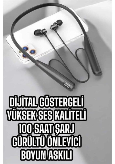 Dijitalıver Göstergeli Kulak İçi Kablosuz Bluetooth Kulaklık Boyun Bantlı Yeni Nesil