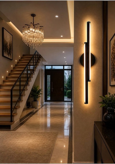 Modern 3 Renk Çift Çubuk Led Duvar Apliği Salon Çocuk Yatak Odası Dekoratif Duvar Apliği Siyah