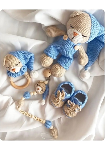 Amigurumi Uykucu Ayıcık Set 4 lü