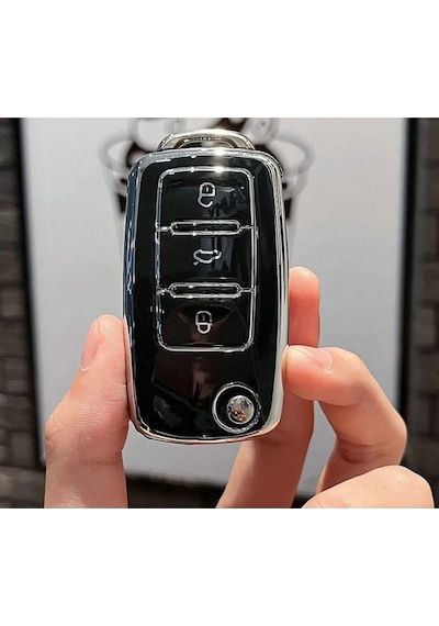 Gma Keys Vw Tiguan Jetta Golf 5 Golf 6 Scirocco Polo Caddy Transporter Nano Anahtar Kılıfı Siyah Gümüş Renk