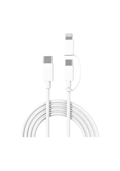 Micflip A22 2in1 Pd Type-c To Type-c + Lightning Mfı Sertifikalı Data Ve Şarj Kablosu 240w 1m Beyaz
