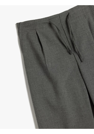 Koton Bol Paça Pantolon Cep Detaylı Beli Bağlamalı Gri 5wkg40084aw Gri