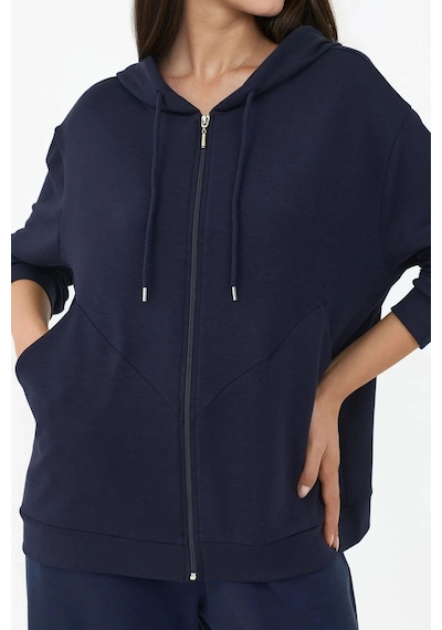 Hiccup Modal Touch Fermuarlı Kapşonlu Sweatshirt Lacivert