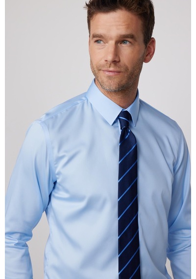 Tudors Slim Fit Non Iron Mavi Erkek Gömlek-29752-mavi Mavi