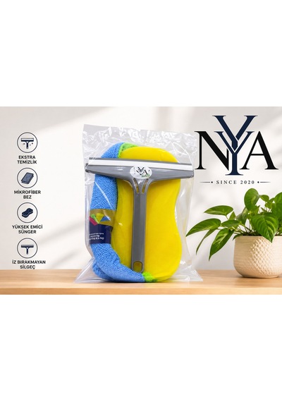 3'lü Cam Temizleme Seti Silgeç, Mikrofiber Bez Ve Sünger Diğer