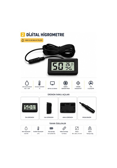 3'lü Kuluçka Seti, Dijital Termostat Xh-w3001, Higrometre Ve 80mm Fan İle
