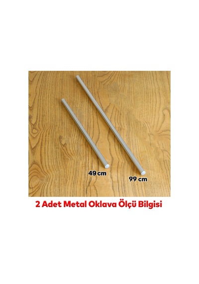 Alüminyum Metal Oklava 2'li Set 99-49 Cm Börek Hamur Yufka Açma Silindir Yuvarlak Uzun Kısa Mutfak