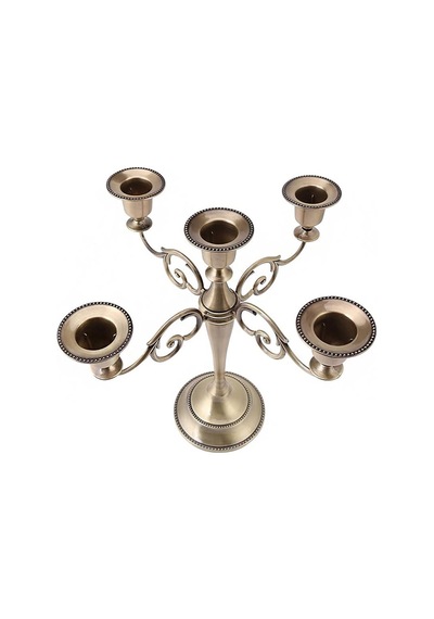 5 Gözlü Metal Retro Şık Restoran Düğün Şamdan Dekoratif Mumluk Mt156rt ESKİTME