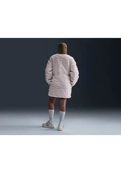 Nike Sportswear Cozy Long-haired All-over Swoosh Logo Lined Loose Full-zip Kadın Ceket-fv8025-104 Krem