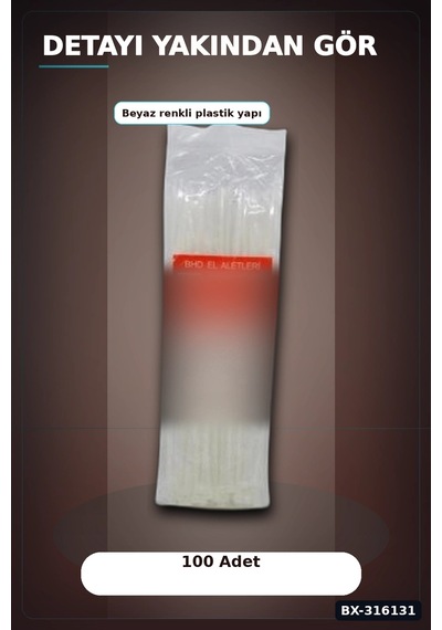 Kablo Bağı Plastik Cırt Kelepçe Beyaz 3.6x250 Mm Düzenleyici Paket 100 Adet Bx-316131
