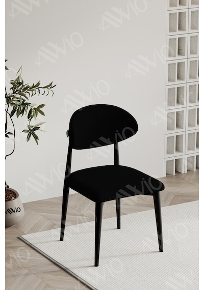 Avvio Siyah Polo Sandalye Mutfak Salon Yemek Odası Sandalyesi Metal Ayak