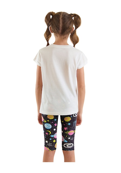 Denokids Uzayda Unicorn Kız Çocuk Yazlık T-Shirt Tayt Takım