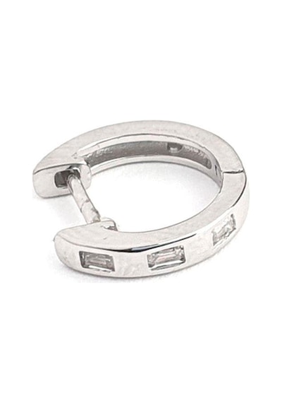 Baget Zirkon Taşlı 925ayar Gümüş İtalyan Tasarımı Erkek Tek Küpe Cap 1.2 Cm Gümüş