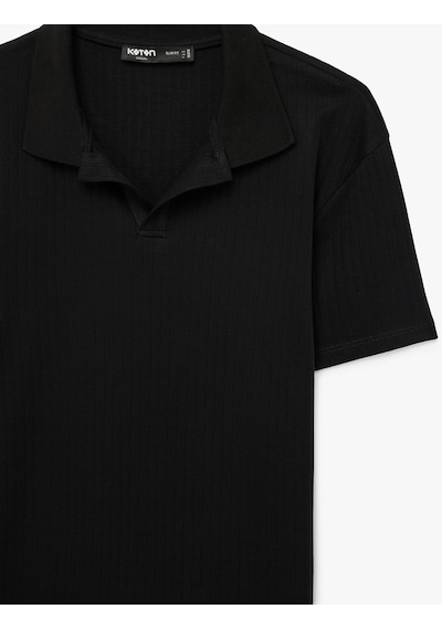 Koton Kısa Kollu Pamuklu Slim Fit Polo Yaka Tişört Siyah 6sam10291mk