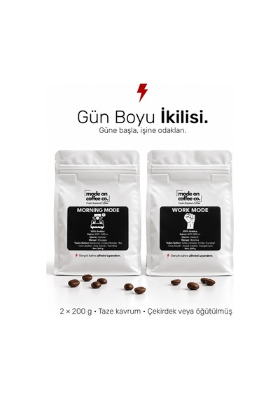 Gün Boyu İkilisi 2 X 200 Gr Filtre Ve Espresso Kahve Morning Mode Work Mode - Espresso Makinesi İçin Öğütülmüş