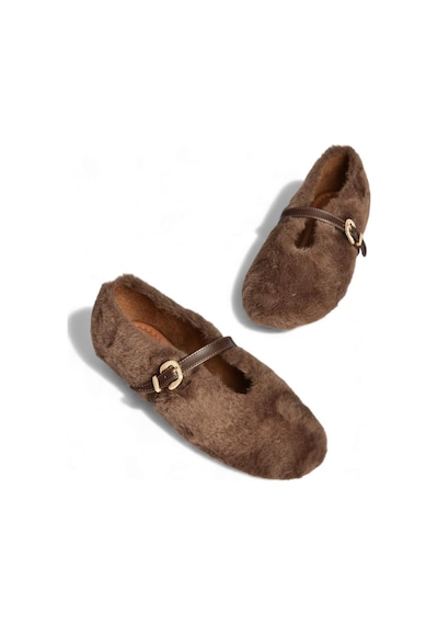 Fox Shoes V820105504 Kahverengi Peluş Günlük Düz Kadın Babet Kahverengi