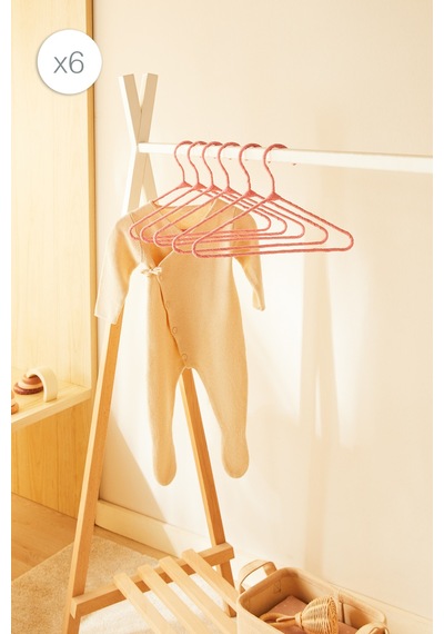 Ocean Home Textile 6'lı Pembe Renk Kumaş Kaplı Metal Bebek Giysi Askısı19.5 X 30 X 0.3 Cm Pembe