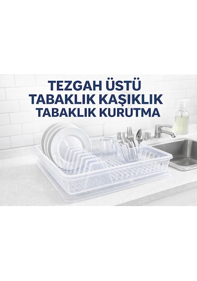 Şeffaf Tezgah Üstü Bulaşıklık - Tabaklık - Kurutmalık Bulaşık Düzenleyicisi
