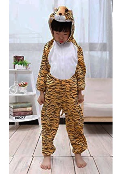 Çocuk Kaplan Kostumu - Aslan Kostümü 4-5 Yaş 100 Cm Çok Renkli