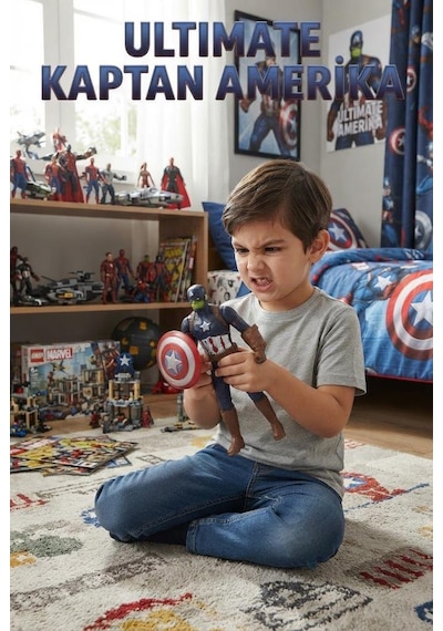 TıfılToys Ultimate Kaptan Amerika Detaylı Koleksiyon Figürü 16 Cm Işıklı Ve Hareketli Eklemli Figür Oyuncak