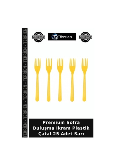 Premium Sofra Buluşma İkram Plastik Çatal 25 Adet Sarı