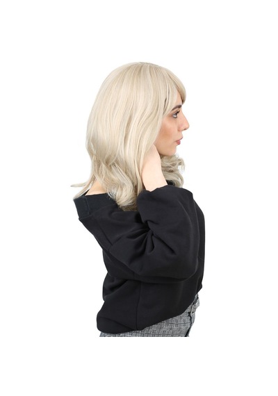 Dalgalı Perçemli Orta Boy Fiber Sentetik Peruk / Balköpüğü / Platin Röfleli - Uxfo-462138 Renkli