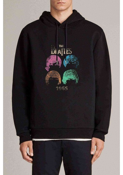 The Beatles 1965 Colors Rock Metal Baskılı Siyah Erkek Örme Sweat (531003024)