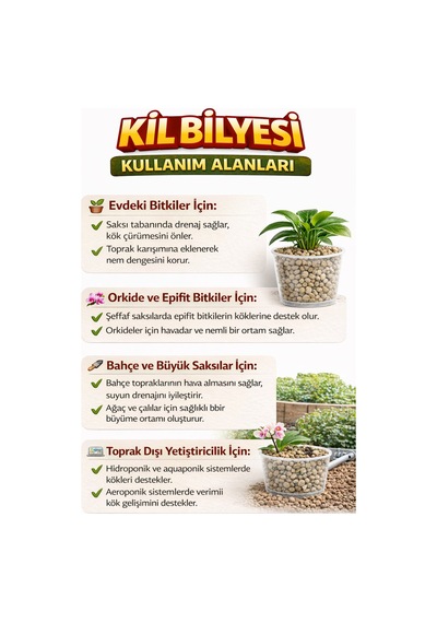 Orkide Kil Bilyesi - Orkide Toprağı İçin Kullanılan Kil Bilyesi- 1 Litre - Diğer
