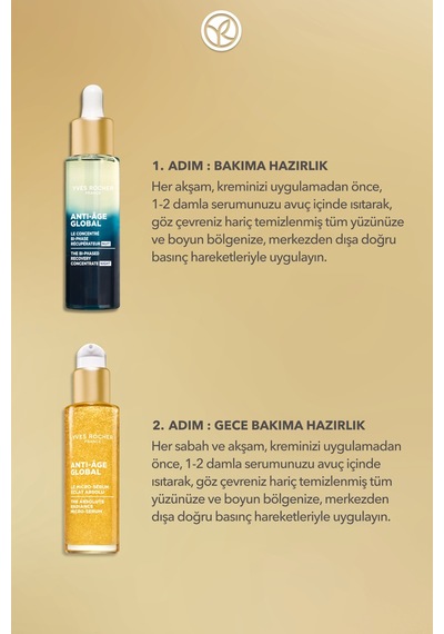 Yves Rocher Yaşlanma Karşıtı Gece 2'li Serum Seti - Gece Serumu 30 Ml & Konsantre Micro Serum 30 Ml