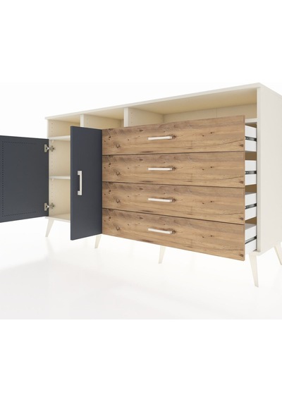 Hyperion Konsol 5 Raflı 4 Çekmeceli 2 Kapaklı 176x44x99 Aytaşı-antrasit/çam Aytası/antrasıt - Aytası
