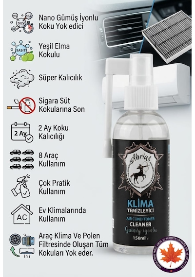 Tetikli Klima Temizleyici Elma Kokulu 150ml 8 Araçlık Oto Ve Evsel Klima Uyumlu 1