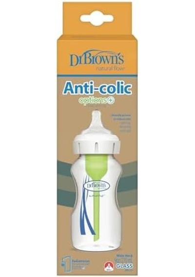 9 Oz/270 Ml Geniş Ağız Cam Biberon, Tekli Paket 91700 Açık