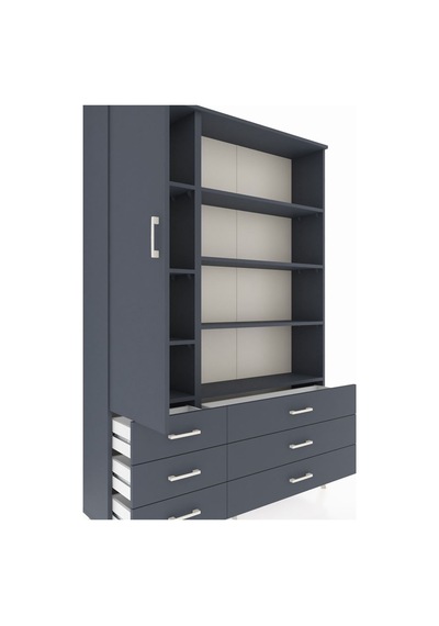 Arges Dolap 8 Raflı 6 Çekmeceli Tek Kapaklı 132x30x195 Antrasit-antrasit/antrasit Antrasıt/antrasıt Arges Dolap 8 Raflı 6 Çekmeceli Tek Kapaklı 132x30x195 Antrasit-antrasit/antrasit Antrasıt/antrasıt