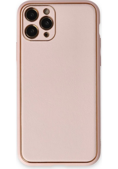 Newface Apple iPhone Uyumlu 11 Pro Max Kılıf Coco Deri Silikon Kapak Glblseme - 22 - Pudra