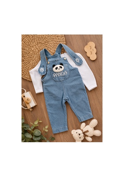 Baby Buu Panda Detaylı Cepli Denim Kotlu Mevsimlik 2'li Erkek Bebek Salopet Tulum Takımı 6-9ay, 9-12ay, 12-18ay, 18-24ay Beyaz Beyaz Baby Buu Panda Detaylı Cepli Denim Kotlu Mevsimlik 2'li Erkek Bebek Salopet Tulum Takımı 6-9ay, 9-12ay, 12-18ay, 18-24ay Beyaz Beyaz