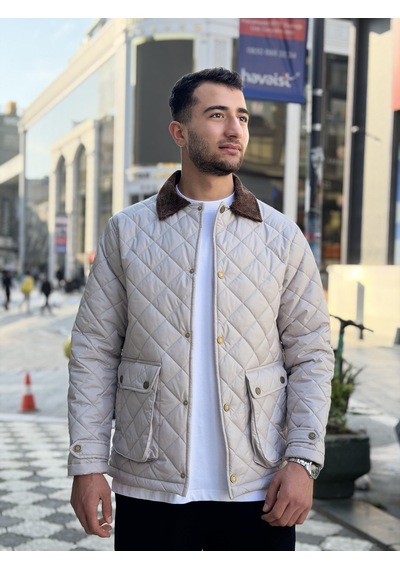 Rocqerx X-2033 Yaka Garni Detaylı Astarlı Kapitone Mont Taş
