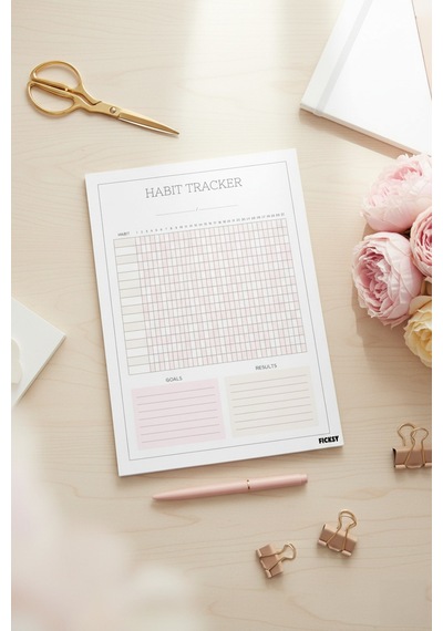 Alışkanlık Takibi - Habit Tracker - A4 Ebat - 30 Yaprak - Günlük Haftalık Planlayıcı - Planner - 1340 Çok Renkli