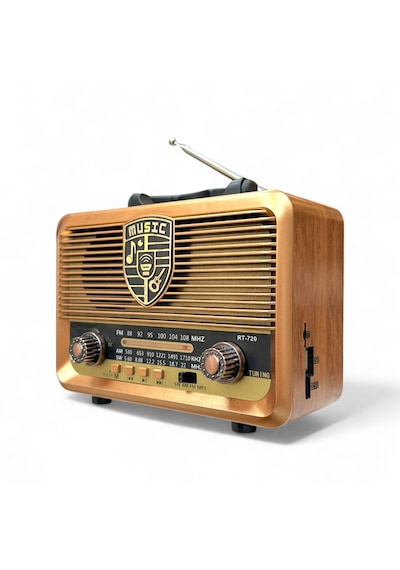 Rt-720 Nostalji Radyo Ahşap Görünüm Radyo,trend Tasarım Güneş Panelli Nostalji Radyo