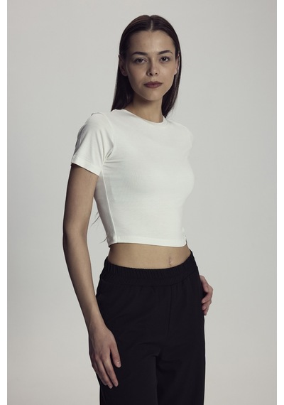 Scorp Lyra Kadın Crop Bambu Tişört Beyaz Standart