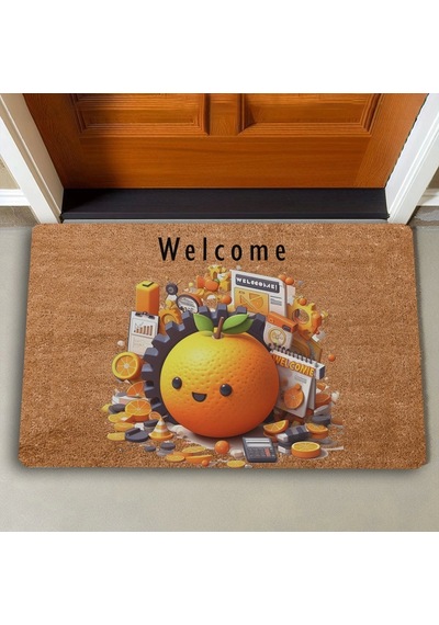 Valerine Life Portakal Adam Welcome Kapı Önü Paspası 45x70cm
