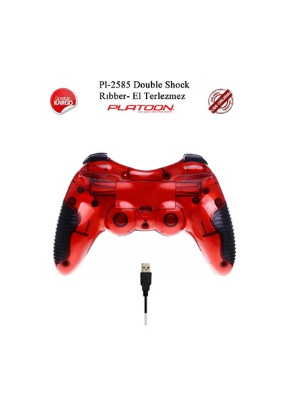 Platoon Pl-2585 Bilgisayar Usb Oyun Kolu Double Shock  Kırmızı