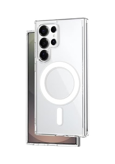 Galaxy S25 Ultra İçin Magsafe İle Uyumlu Şok Emici Silikon Kenar Sararma Önleyici Arkası Sert Parmak İzi Tutmayan Darbeye Dayanıklı Manyetik Şeffaf Kılıf 50 x 22