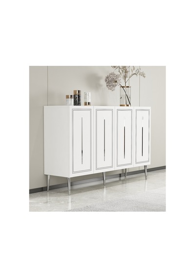 Sahra 120 Cm Konsol, Tv Ünitesi, Çok Amaçlı Dolap Beyaz-altın Beyaz-gümüş