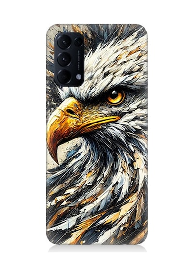 Oppo Reno 5 Uyumlu Detaylı Kartal Bakışı Desenli Silikon Kılıf Çok Renkli
