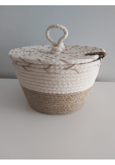 Kapaklı Hasır Sepet Saklama Kutusu Düzenleyici - 20x12 cm
