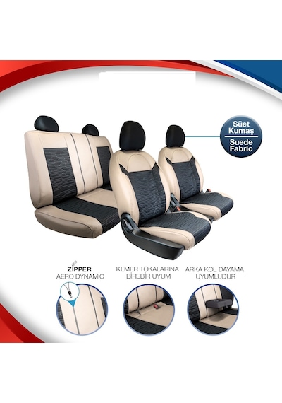 Bmw 3 Serisi 330ci Yarı Deri Oto Koltuk Kılıfı Ön Arka Set Bej Siyah Premium Seri Şhn